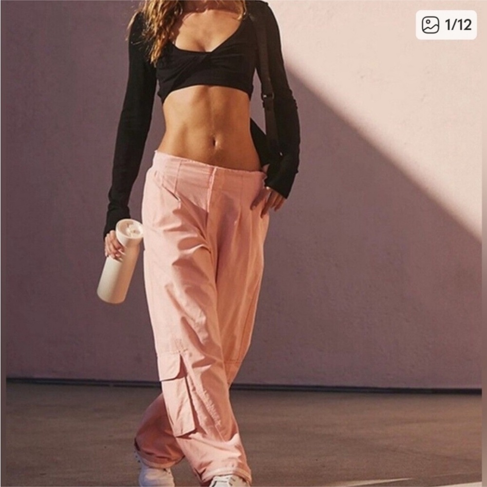 Free People Pink Cargo Track Joggers